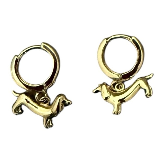 NWT Gold Dauchshund Necklace and Earring Set - Picture 4 of 5